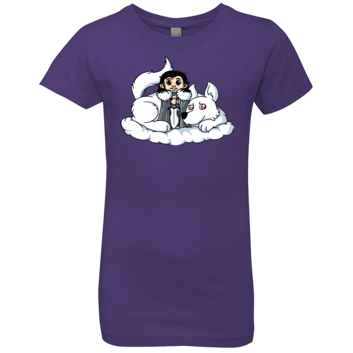 T-Shirts Purple Rush / YXS Cute Jon Snow and Ghost Girls Premium T-Shirt
