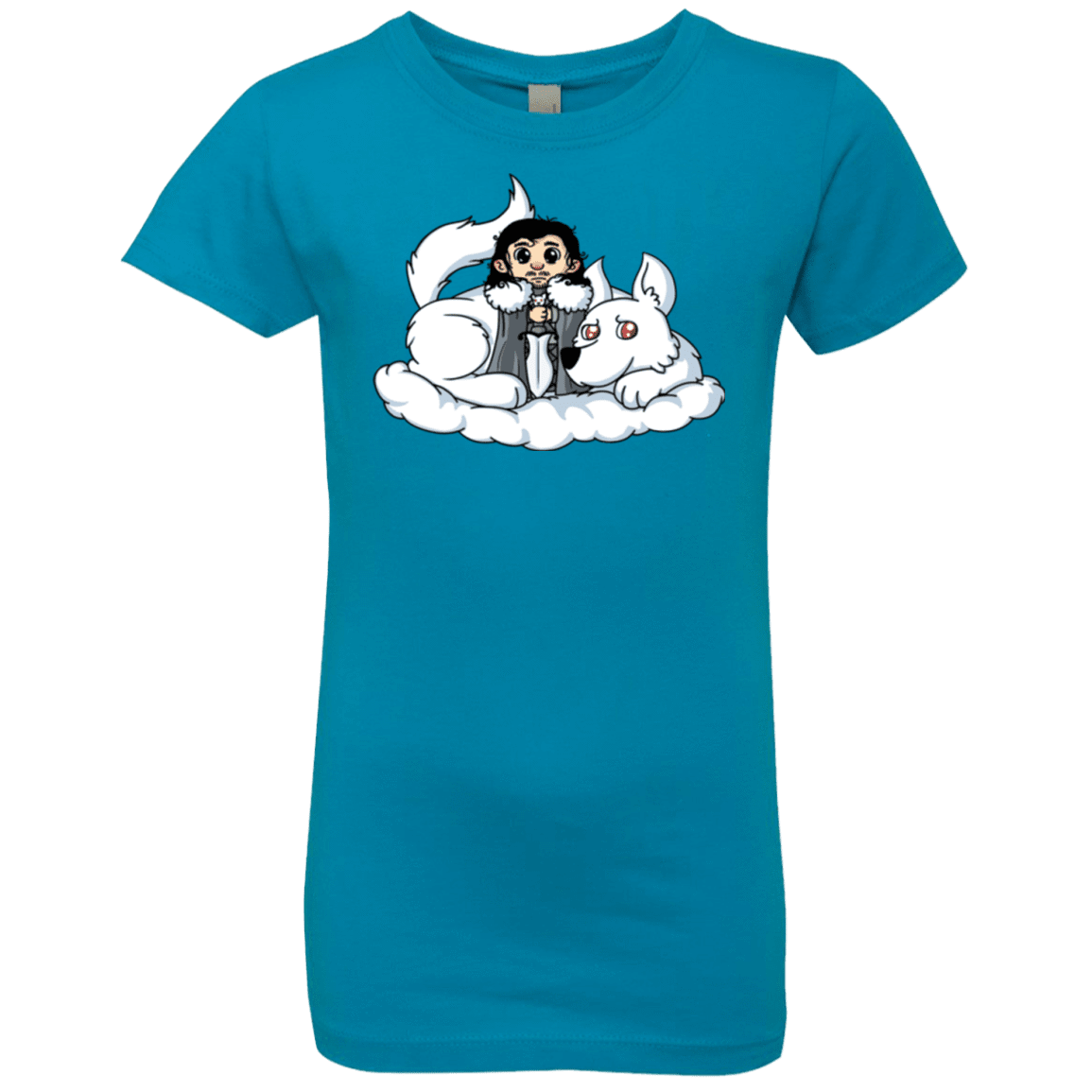 T-Shirts Turquoise / YXS Cute Jon Snow and Ghost Girls Premium T-Shirt
