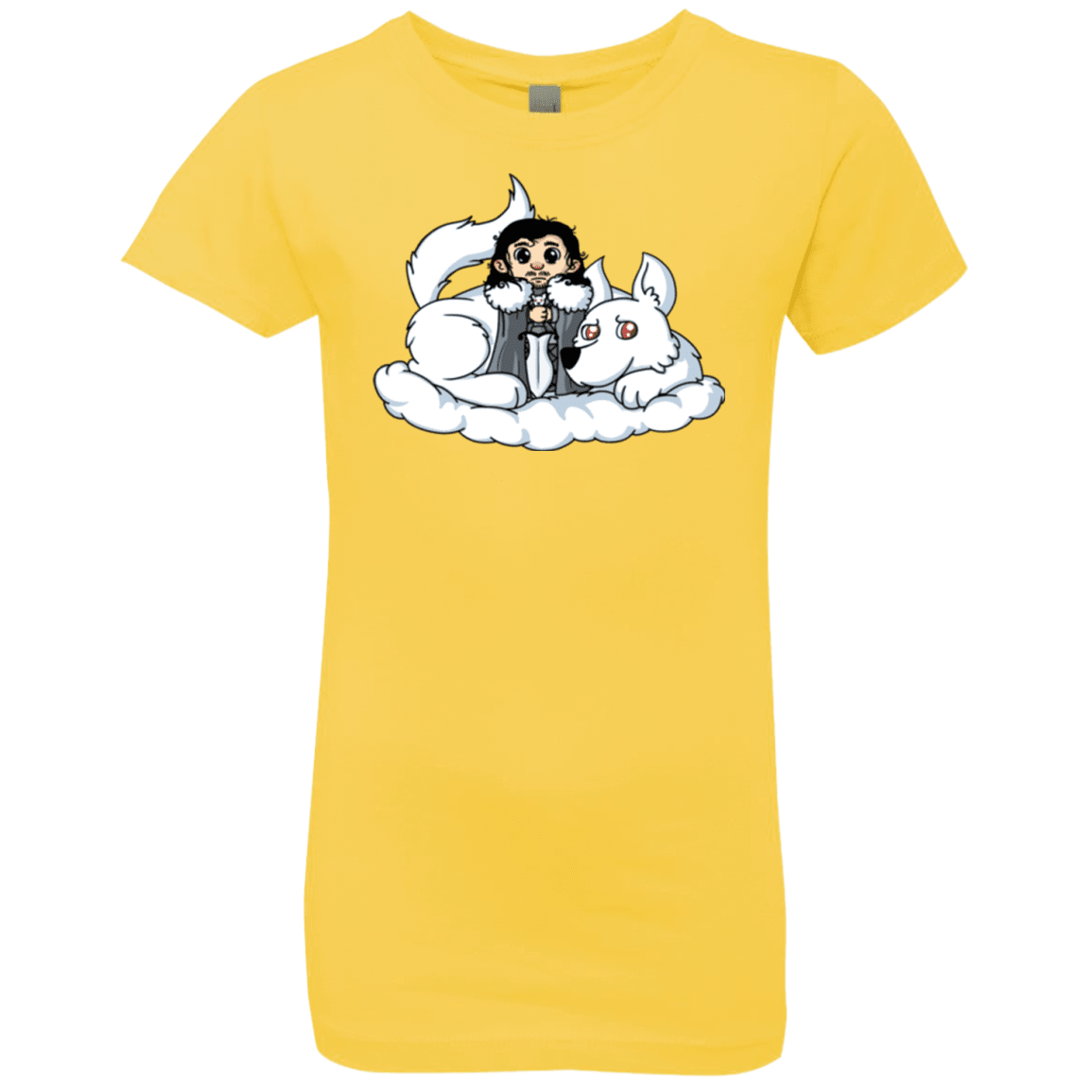 T-Shirts Vibrant Yellow / YXS Cute Jon Snow and Ghost Girls Premium T-Shirt
