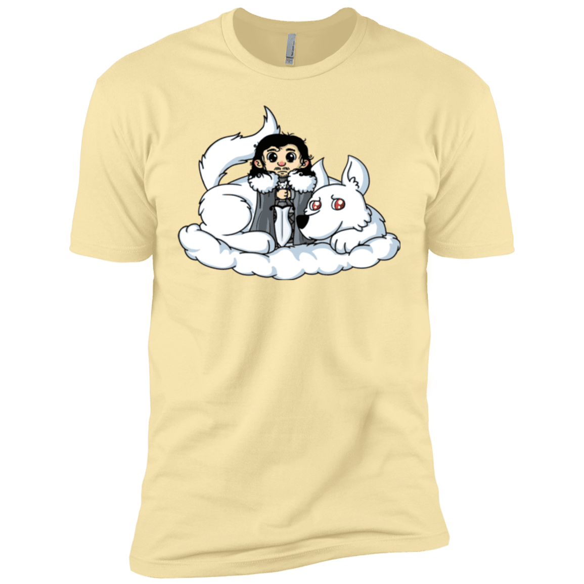 T-Shirts Banana Cream / X-Small Cute Jon Snow and Ghost Men's Premium T-Shirt