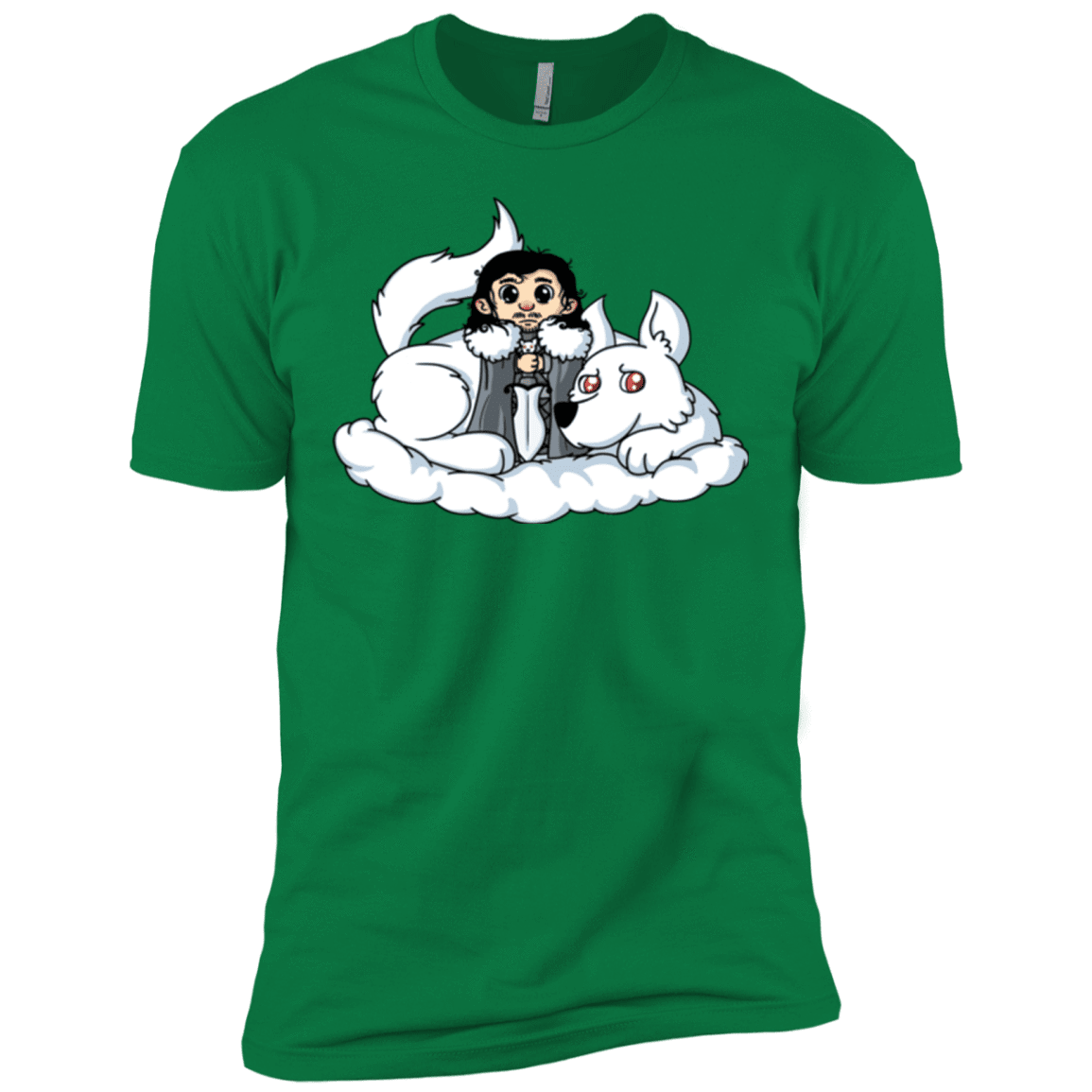 T-Shirts Kelly Green / X-Small Cute Jon Snow and Ghost Men's Premium T-Shirt