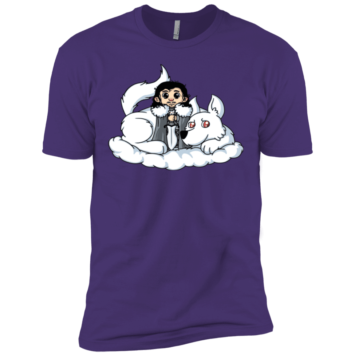 T-Shirts Purple / X-Small Cute Jon Snow and Ghost Men's Premium T-Shirt
