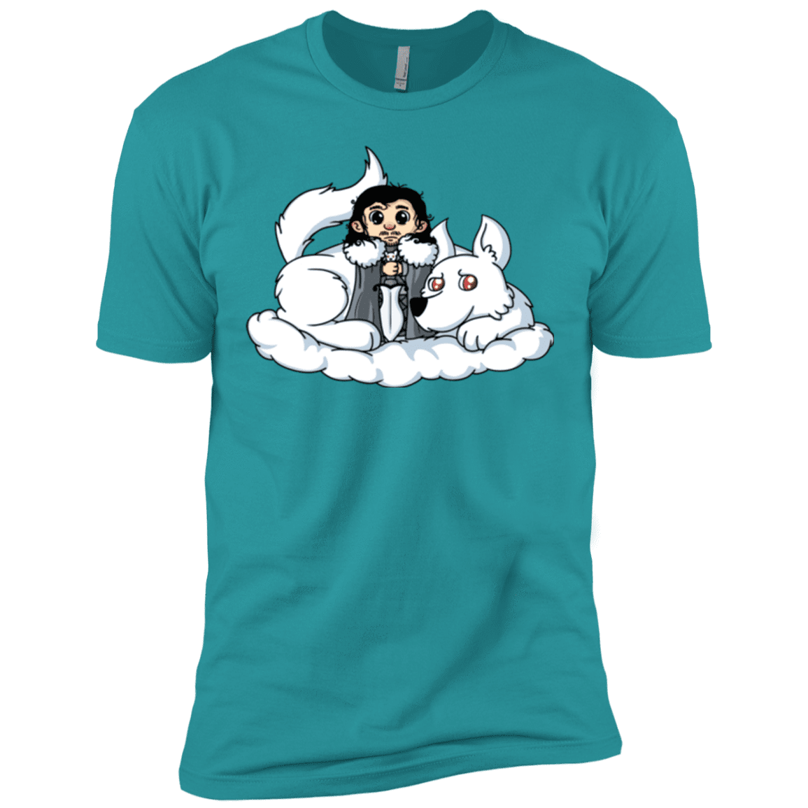 T-Shirts Tahiti Blue / X-Small Cute Jon Snow and Ghost Men's Premium T-Shirt
