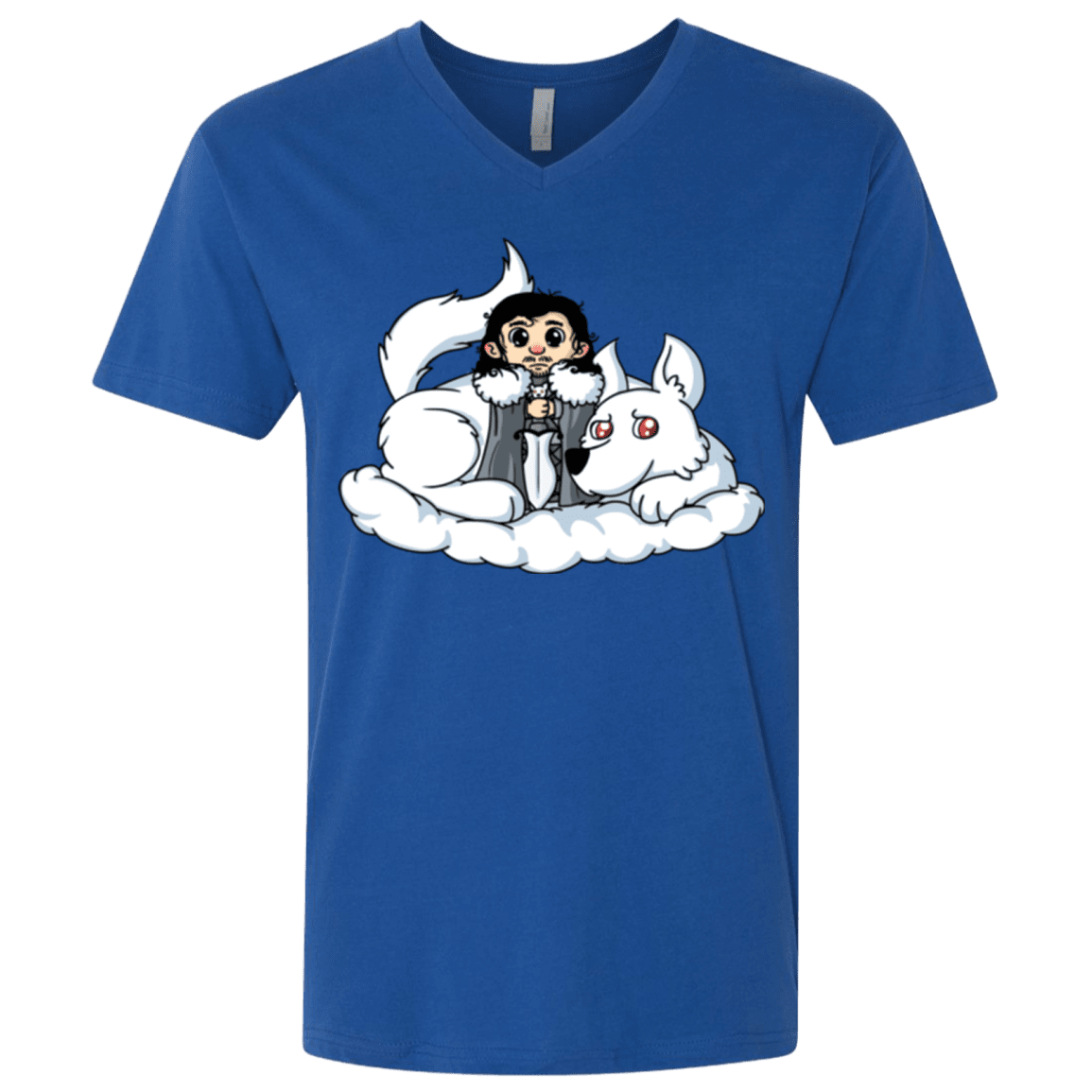 T-Shirts Royal / X-Small Cute Jon Snow and Ghost Men's Premium V-Neck
