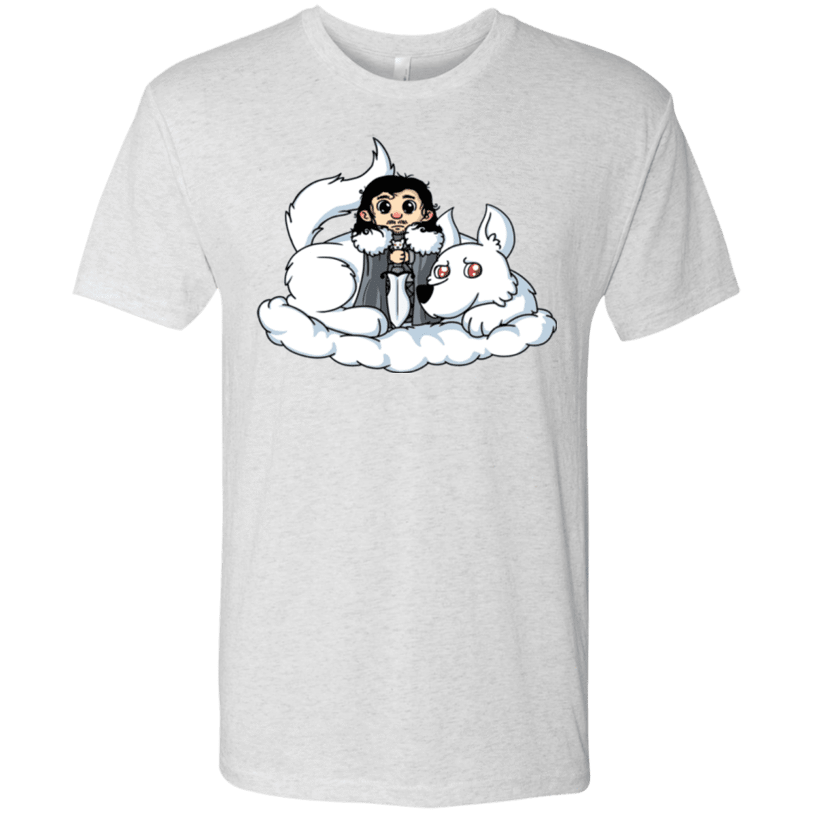 T-Shirts Heather White / Small Cute Jon Snow and Ghost Men's Triblend T-Shirt