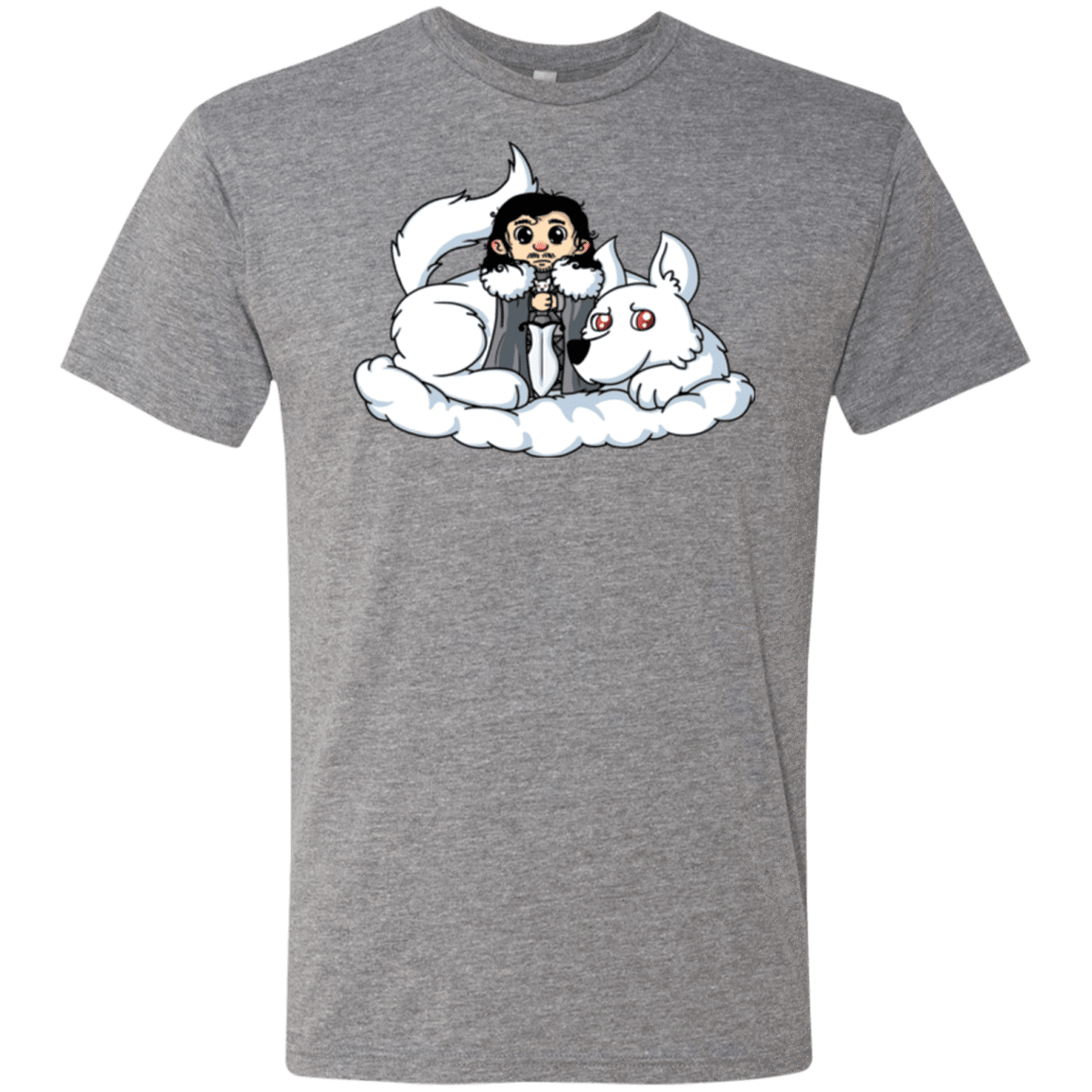 T-Shirts Premium Heather / Small Cute Jon Snow and Ghost Men's Triblend T-Shirt