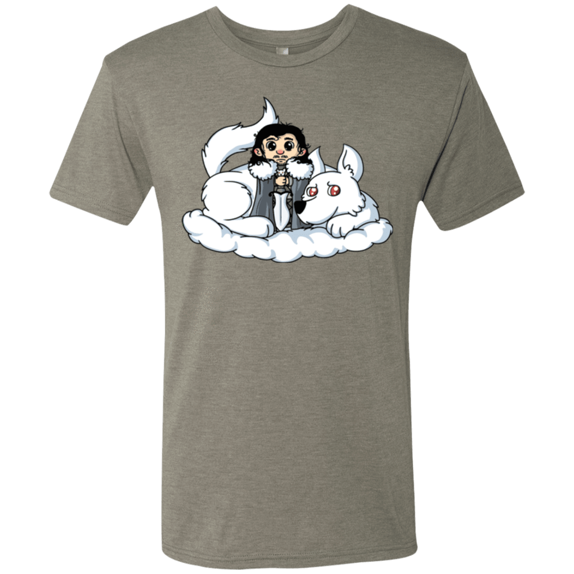 T-Shirts Venetian Grey / Small Cute Jon Snow and Ghost Men's Triblend T-Shirt