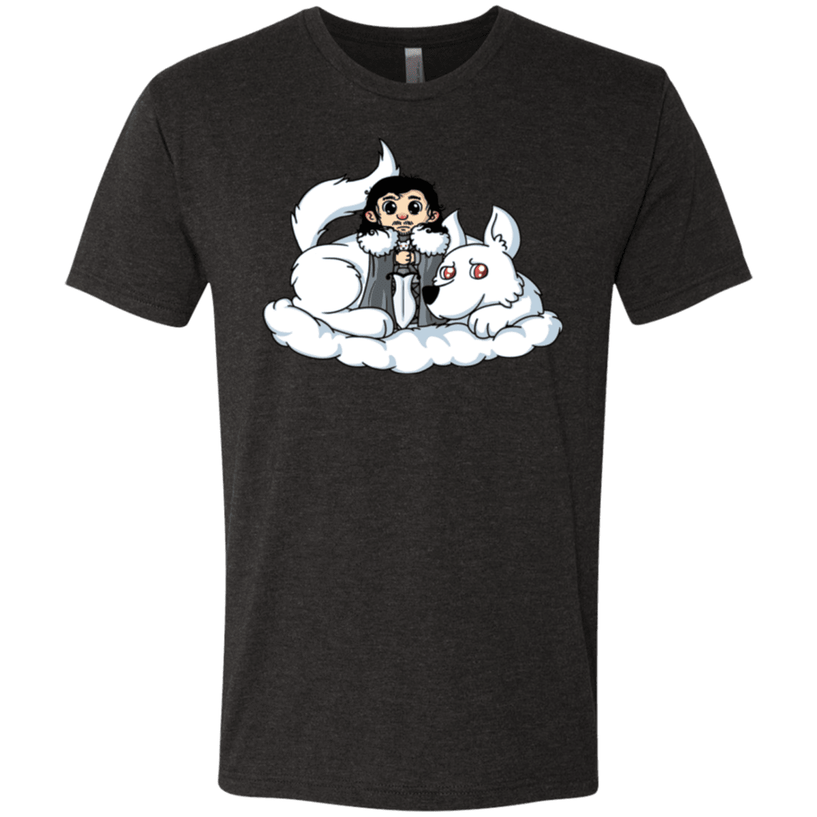 T-Shirts Vintage Black / Small Cute Jon Snow and Ghost Men's Triblend T-Shirt