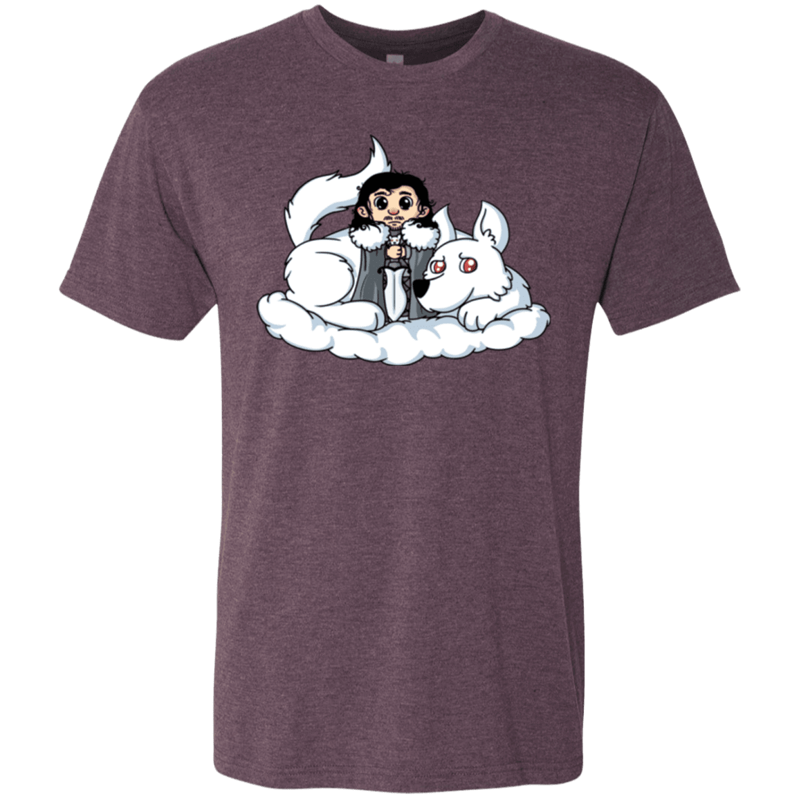 T-Shirts Vintage Purple / Small Cute Jon Snow and Ghost Men's Triblend T-Shirt