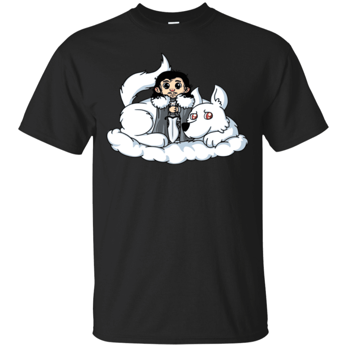 T-Shirts Black / Small Cute Jon Snow and Ghost T-Shirt