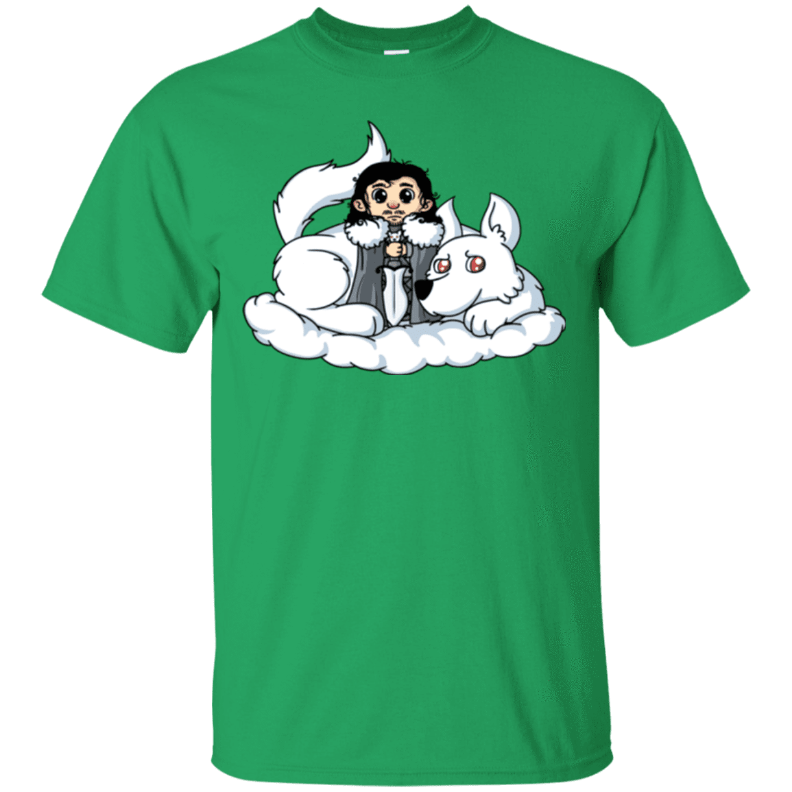 T-Shirts Irish Green / Small Cute Jon Snow and Ghost T-Shirt