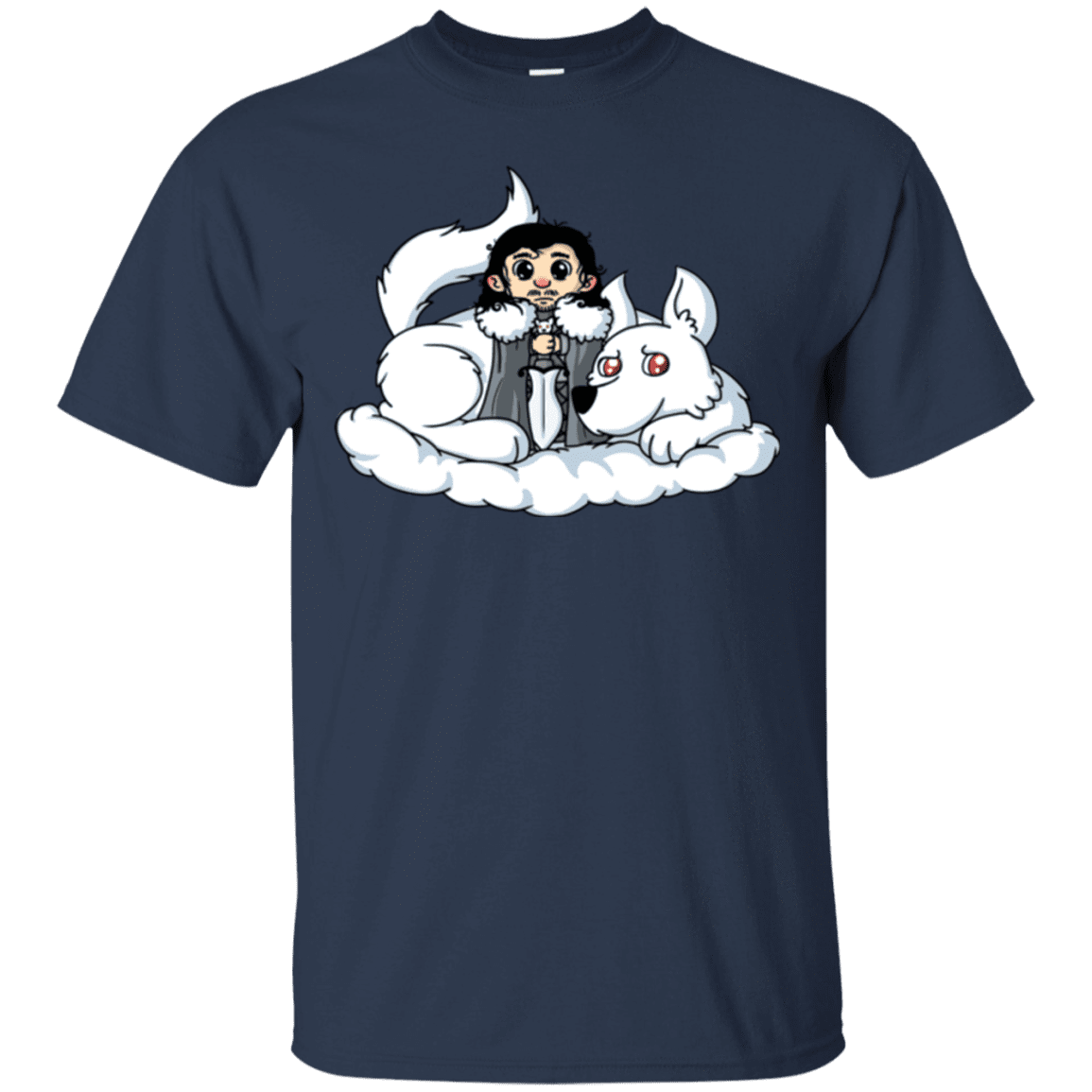 T-Shirts Navy / Small Cute Jon Snow and Ghost T-Shirt
