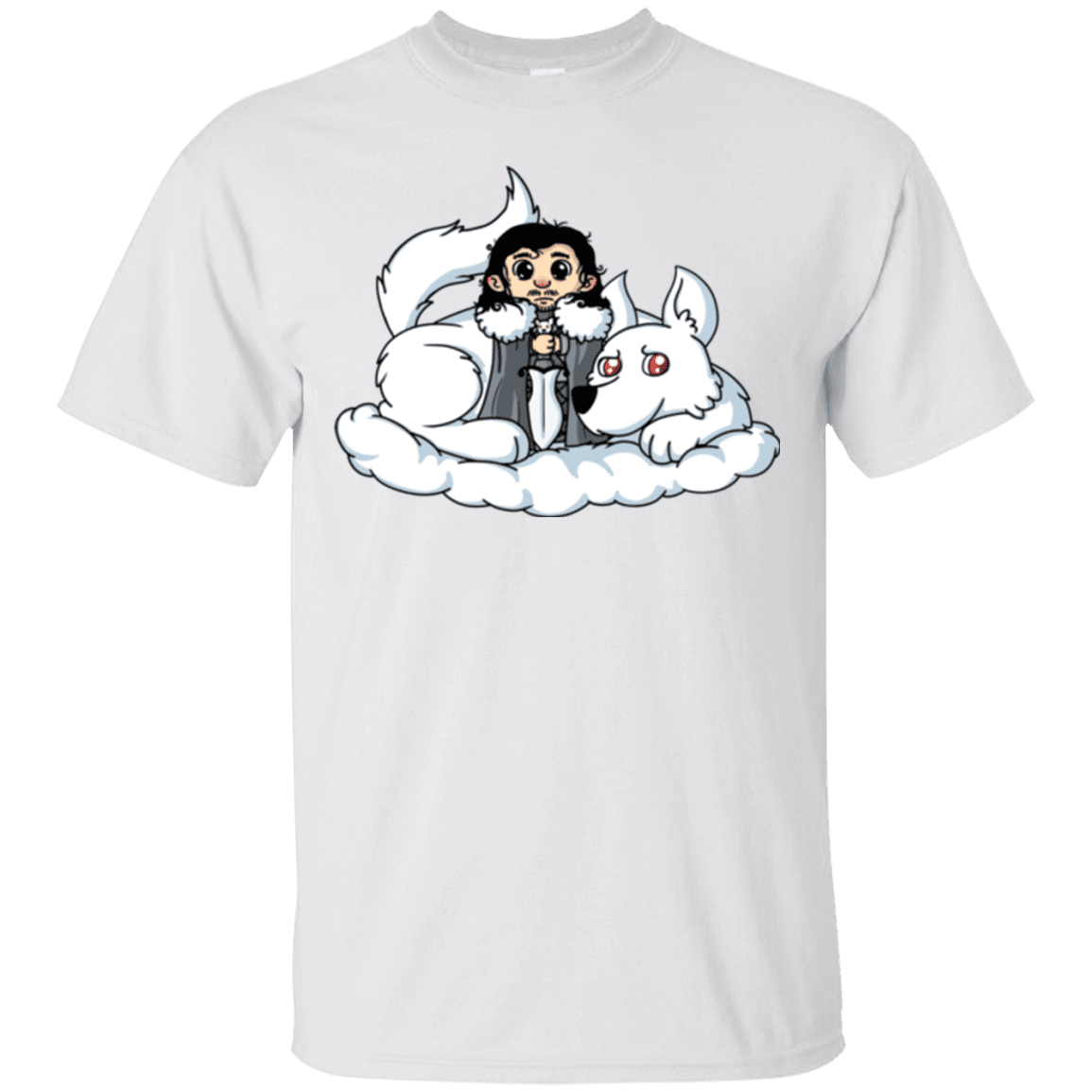 T-Shirts White / Small Cute Jon Snow and Ghost T-Shirt