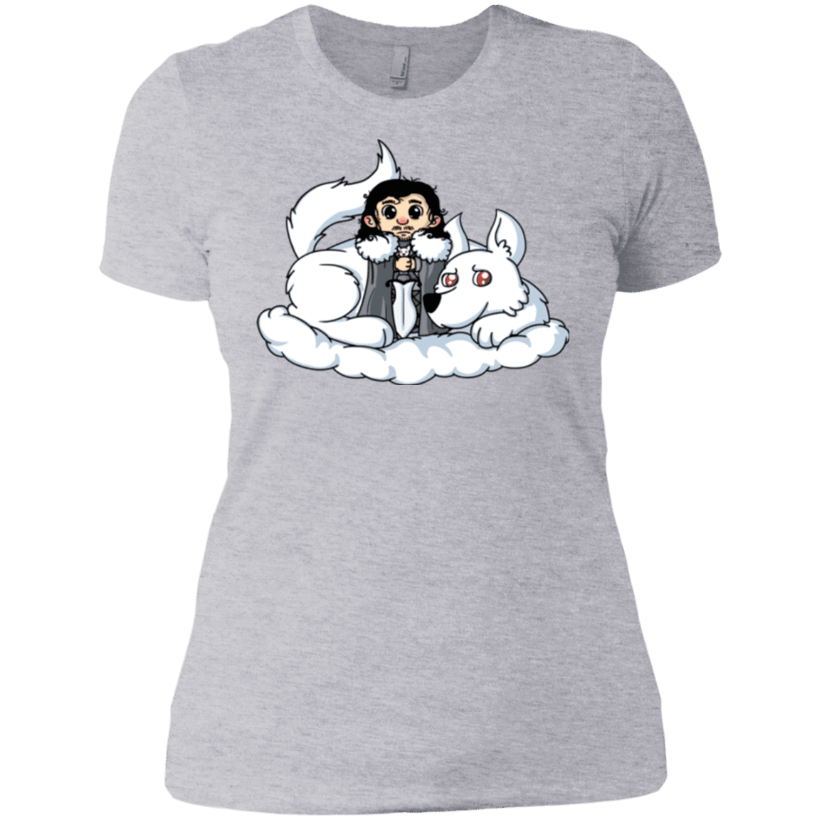 T-Shirts Heather Grey / X-Small Cute Jon Snow and Ghost Women's Premium T-Shirt