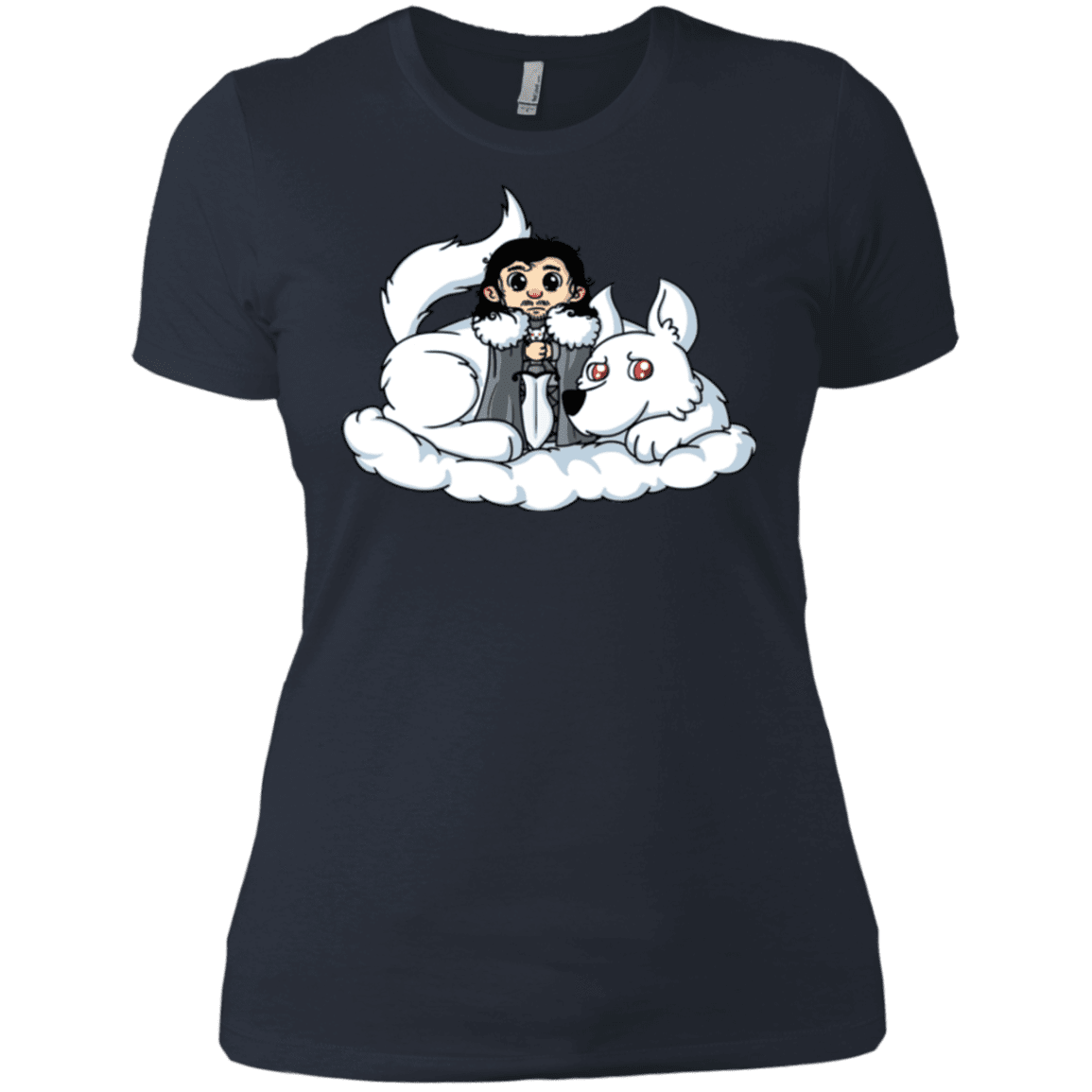 T-Shirts Indigo / X-Small Cute Jon Snow and Ghost Women's Premium T-Shirt
