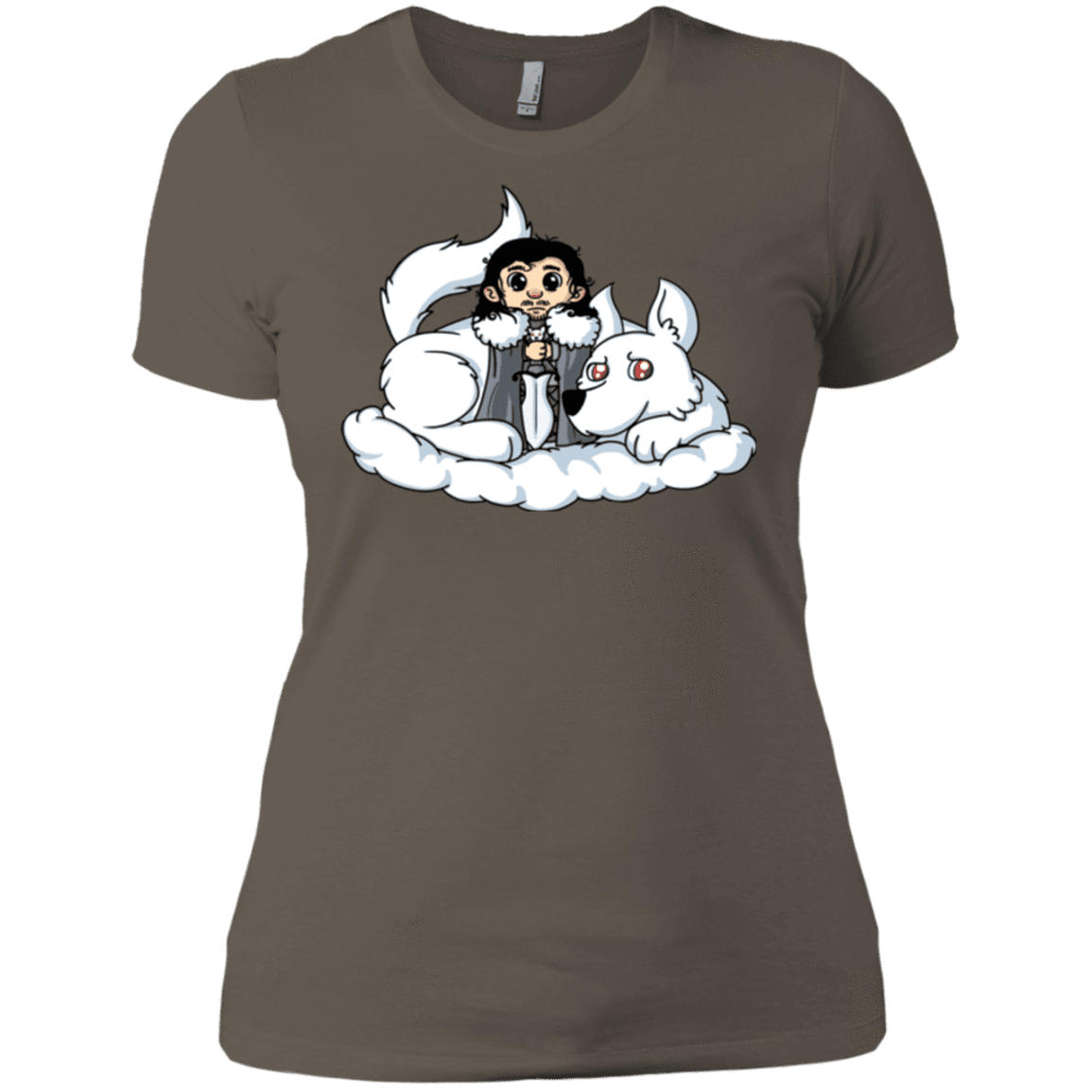 T-Shirts Warm Grey / X-Small Cute Jon Snow and Ghost Women's Premium T-Shirt