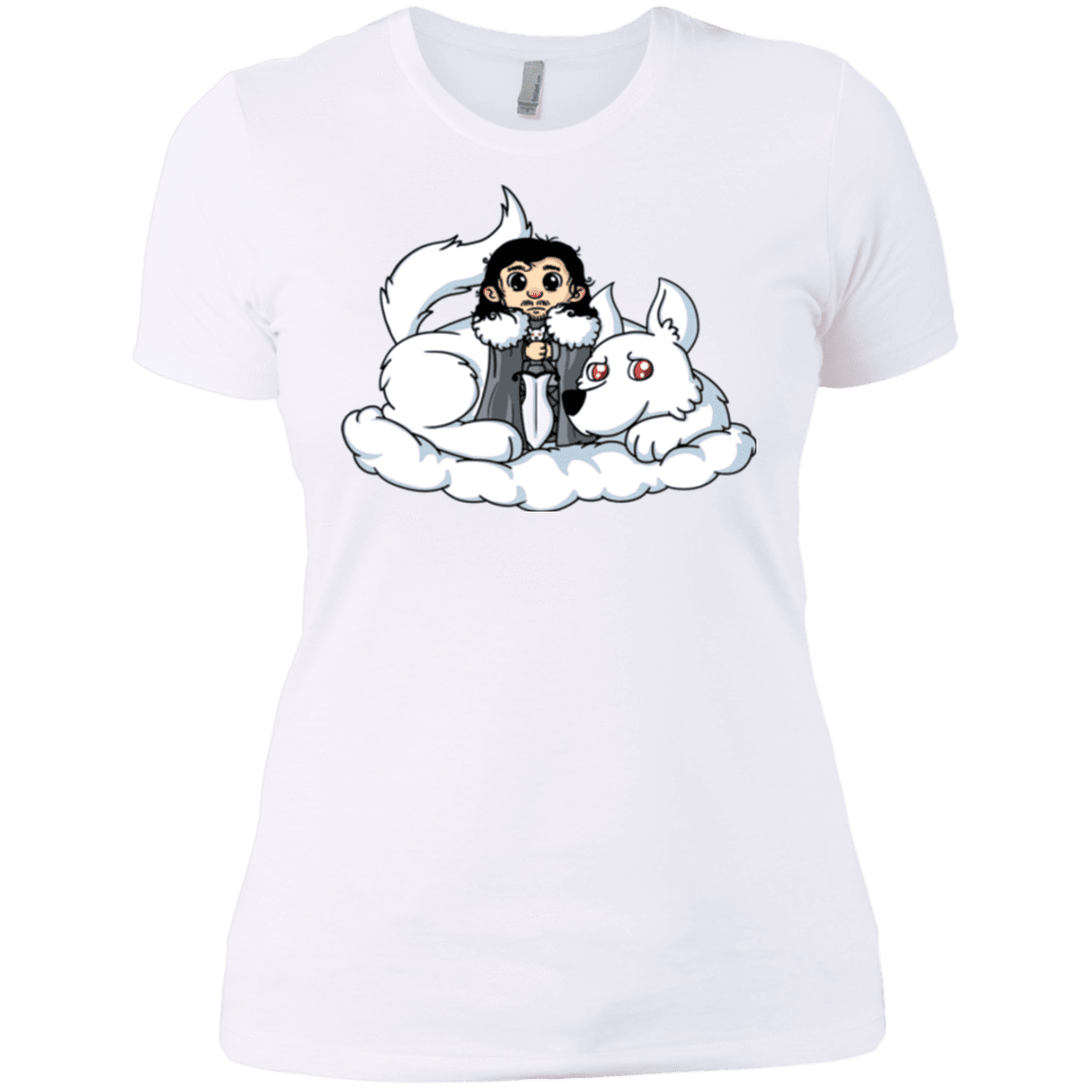 T-Shirts White / X-Small Cute Jon Snow and Ghost Women's Premium T-Shirt