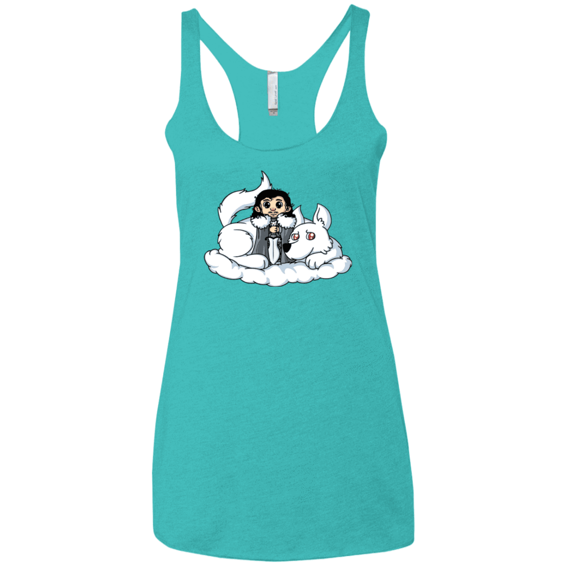 T-Shirts Tahiti Blue / X-Small Cute Jon Snow and Ghost Women's Triblend Racerback Tank