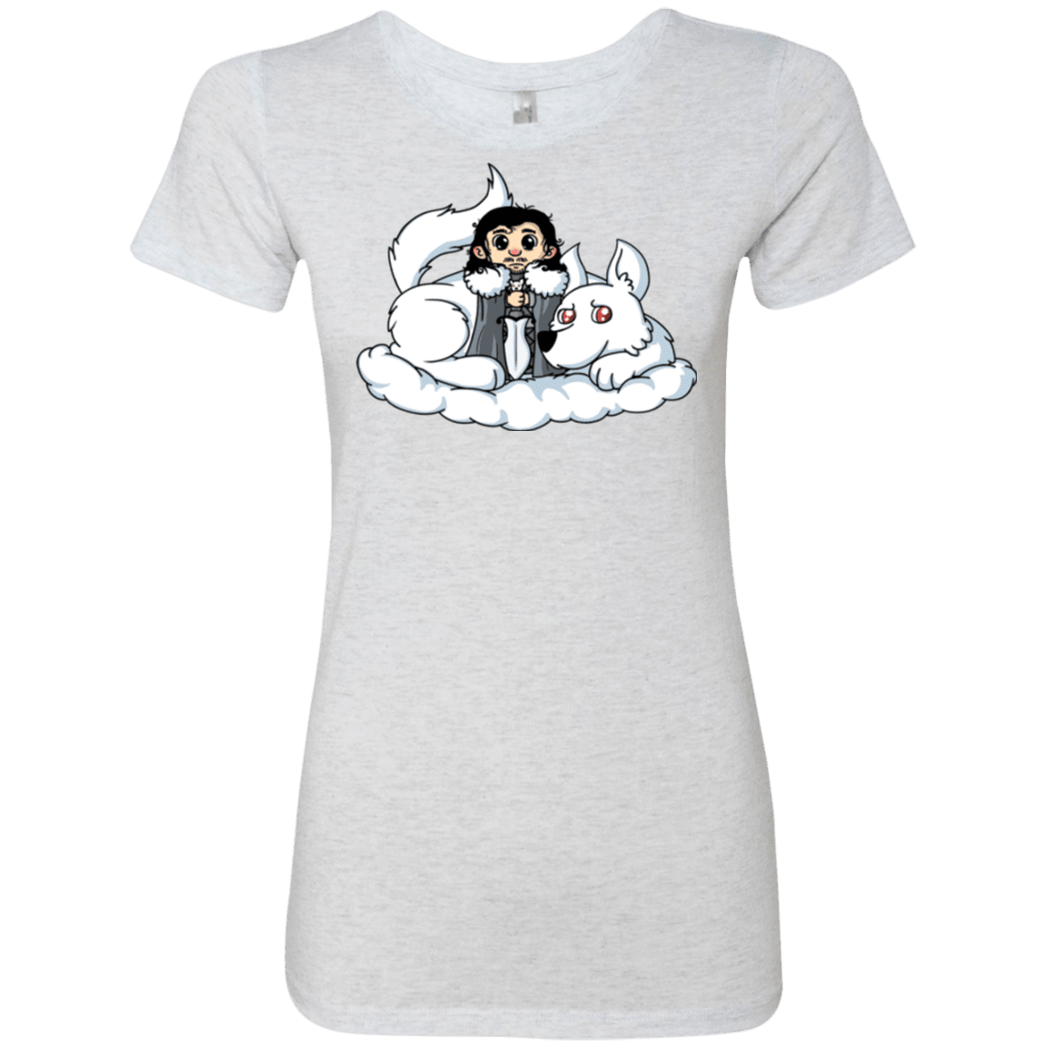 T-Shirts Heather White / Small Cute Jon Snow and Ghost Women's Triblend T-Shirt