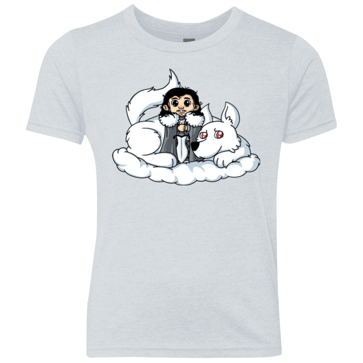 T-Shirts Heather White / YXS Cute Jon Snow and Ghost Youth Triblend T-Shirt