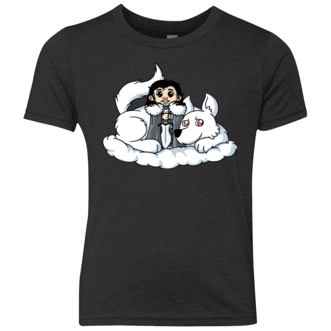 T-Shirts Vintage Black / YXS Cute Jon Snow and Ghost Youth Triblend T-Shirt