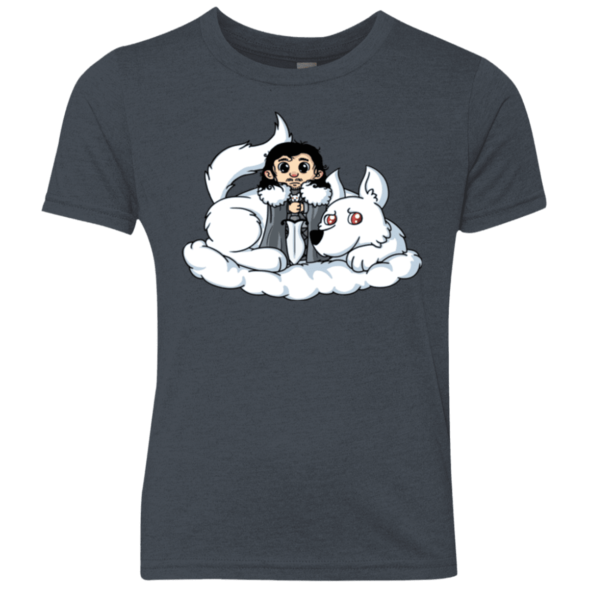 T-Shirts Vintage Navy / YXS Cute Jon Snow and Ghost Youth Triblend T-Shirt