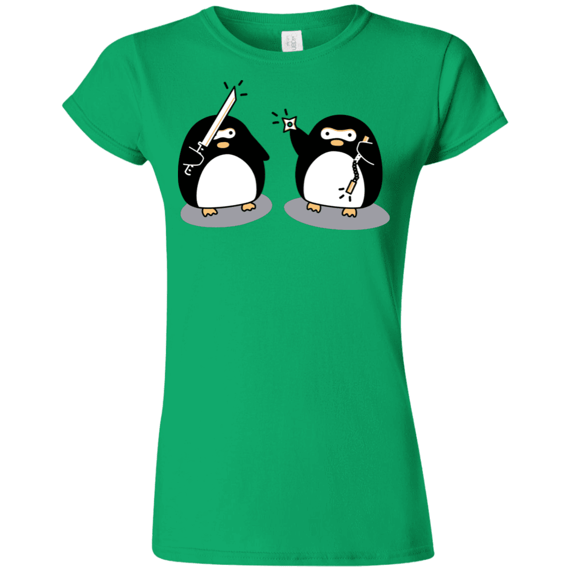 T-Shirts Irish Green / S Cute Ninja Penguins Junior Slimmer-Fit T-Shirt