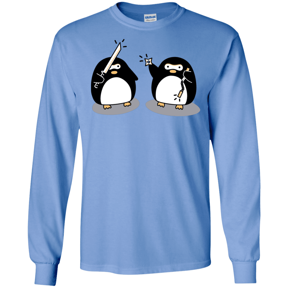 T-Shirts Carolina Blue / S Cute Ninja Penguins Men's Long Sleeve T-Shirt
