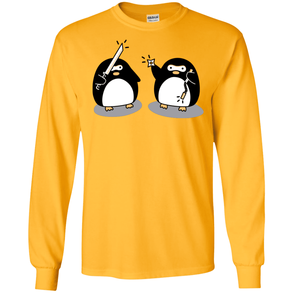 T-Shirts Gold / S Cute Ninja Penguins Men's Long Sleeve T-Shirt