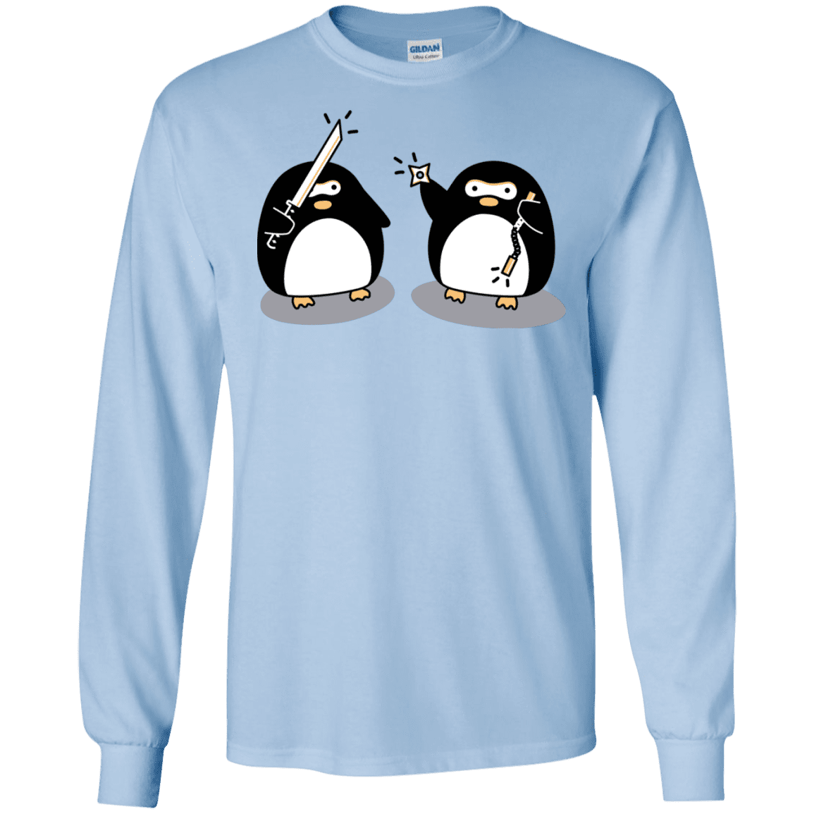 T-Shirts Light Blue / S Cute Ninja Penguins Men's Long Sleeve T-Shirt