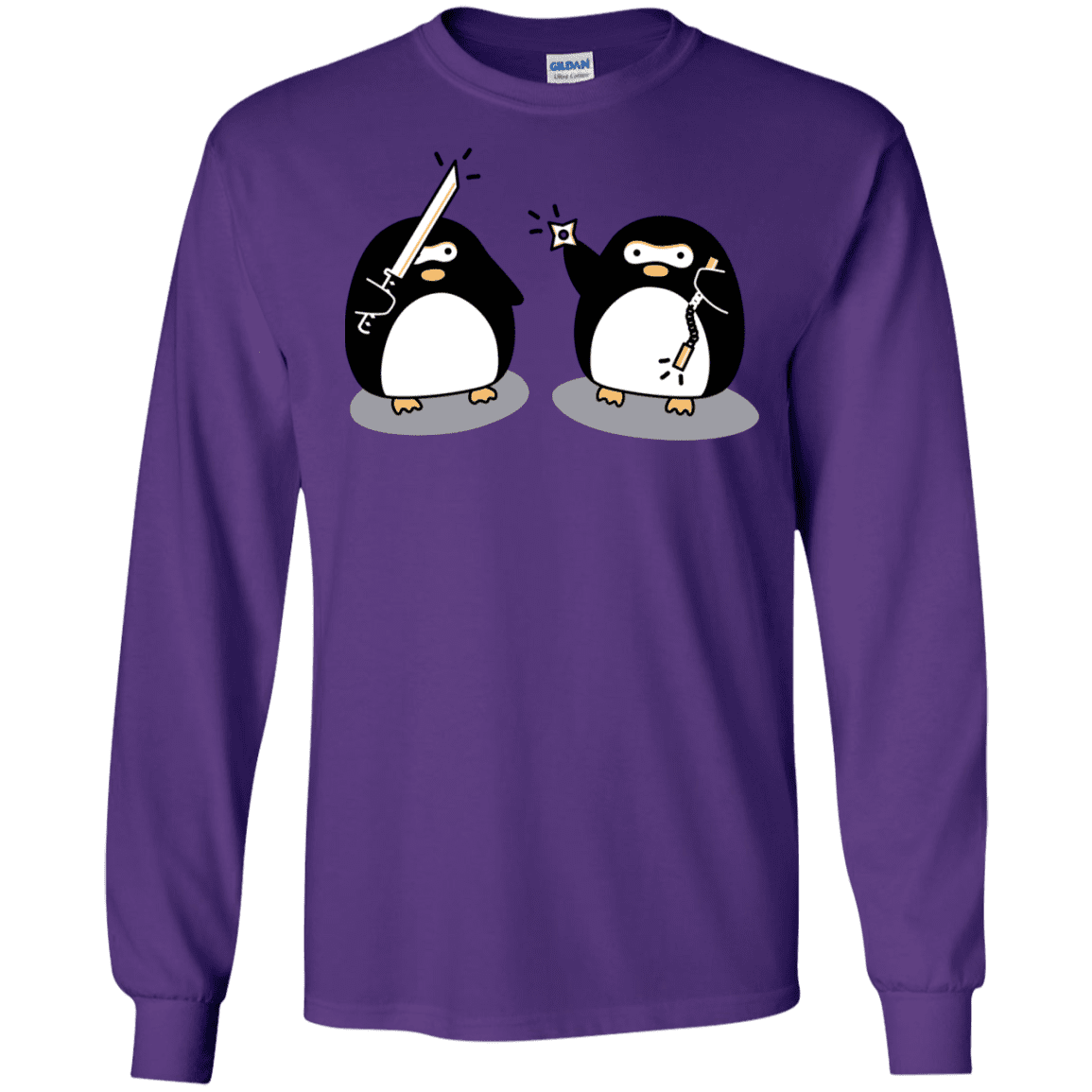 T-Shirts Purple / S Cute Ninja Penguins Men's Long Sleeve T-Shirt