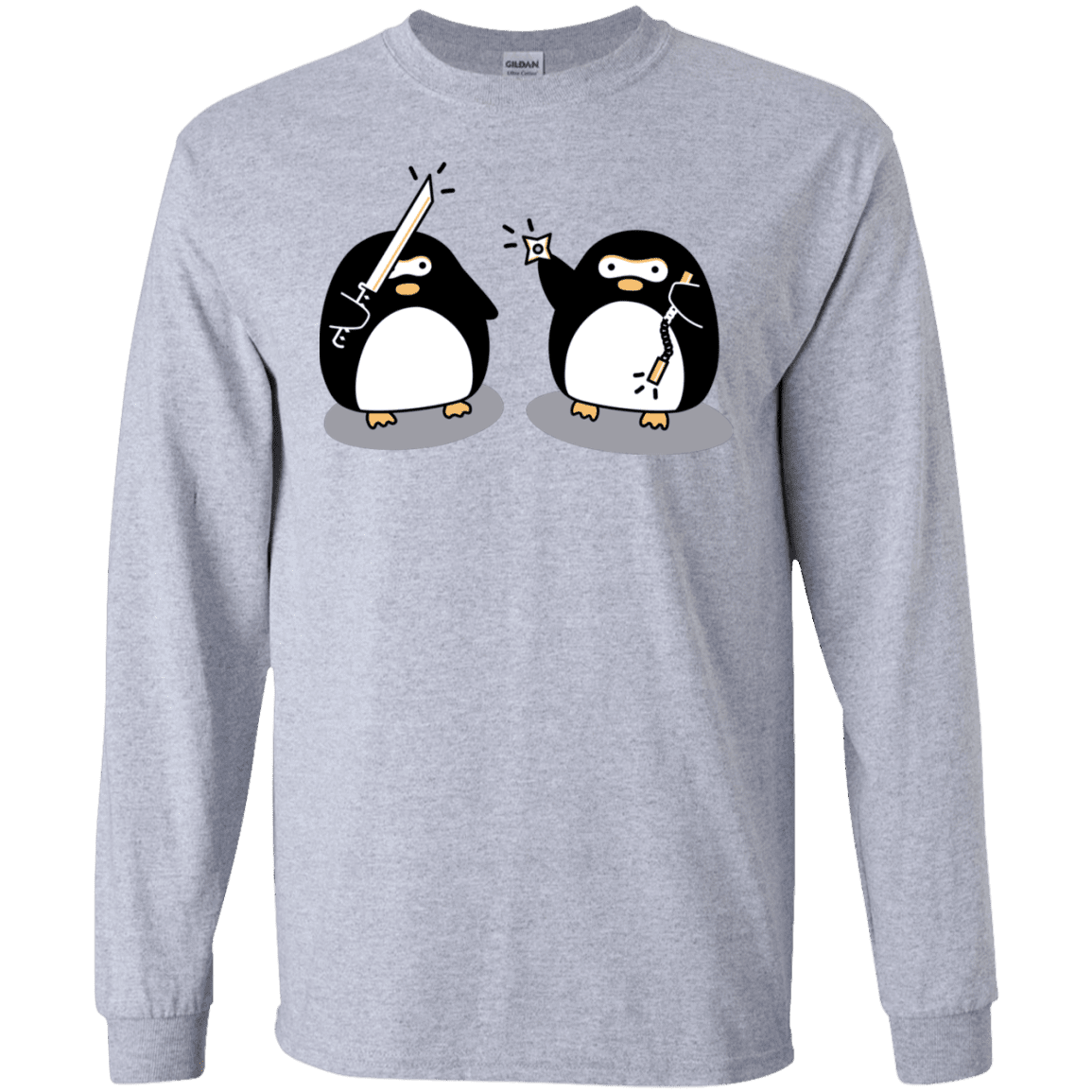 T-Shirts Sport Grey / S Cute Ninja Penguins Men's Long Sleeve T-Shirt