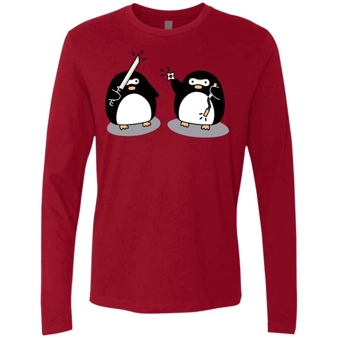 T-Shirts Cardinal / S Cute Ninja Penguins Men's Premium Long Sleeve