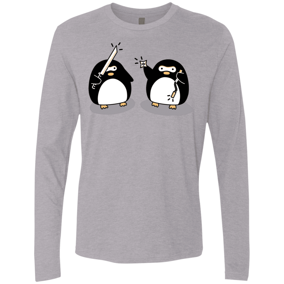 T-Shirts Heather Grey / S Cute Ninja Penguins Men's Premium Long Sleeve