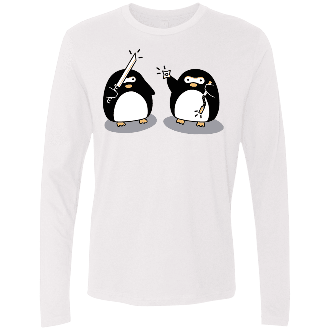 T-Shirts White / S Cute Ninja Penguins Men's Premium Long Sleeve