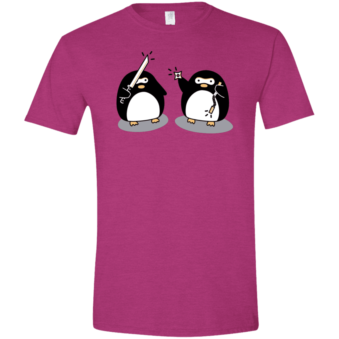 T-Shirts Antique Heliconia / S Cute Ninja Penguins Men's Semi-Fitted Softstyle