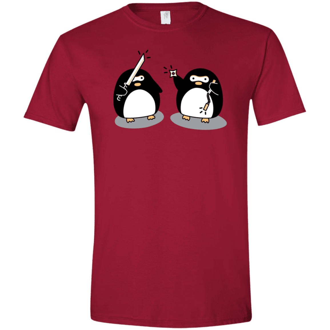 T-Shirts Cardinal Red / S Cute Ninja Penguins Men's Semi-Fitted Softstyle