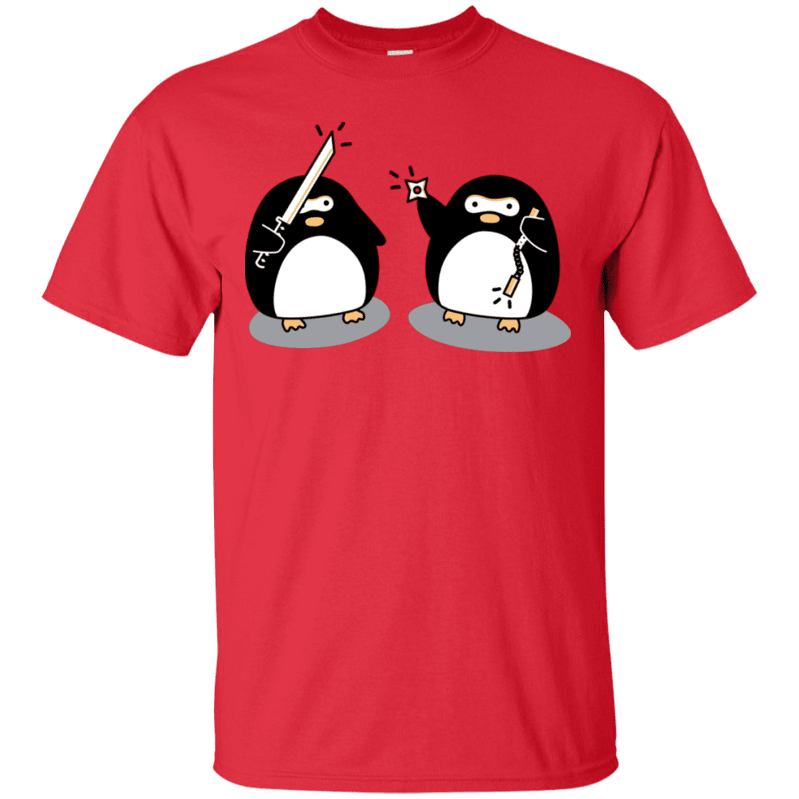 T-Shirts Red / S Cute Ninja Penguins T-Shirt