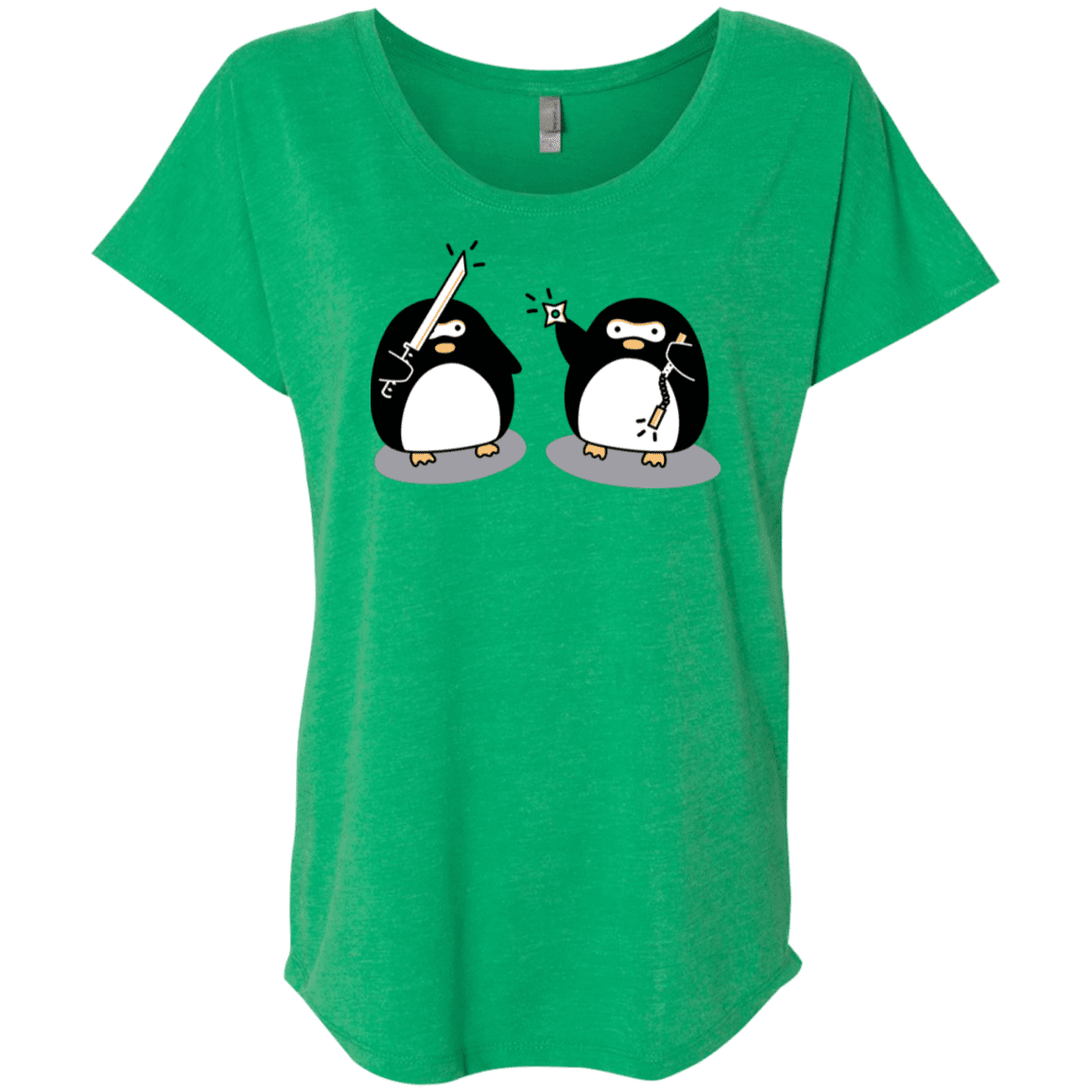 T-Shirts Envy / X-Small Cute Ninja Penguins Triblend Dolman Sleeve