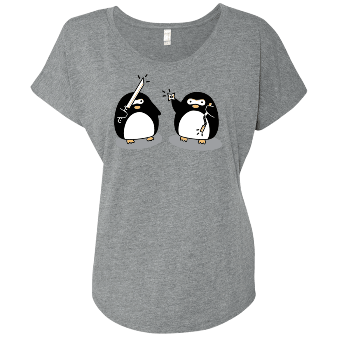 T-Shirts Premium Heather / X-Small Cute Ninja Penguins Triblend Dolman Sleeve
