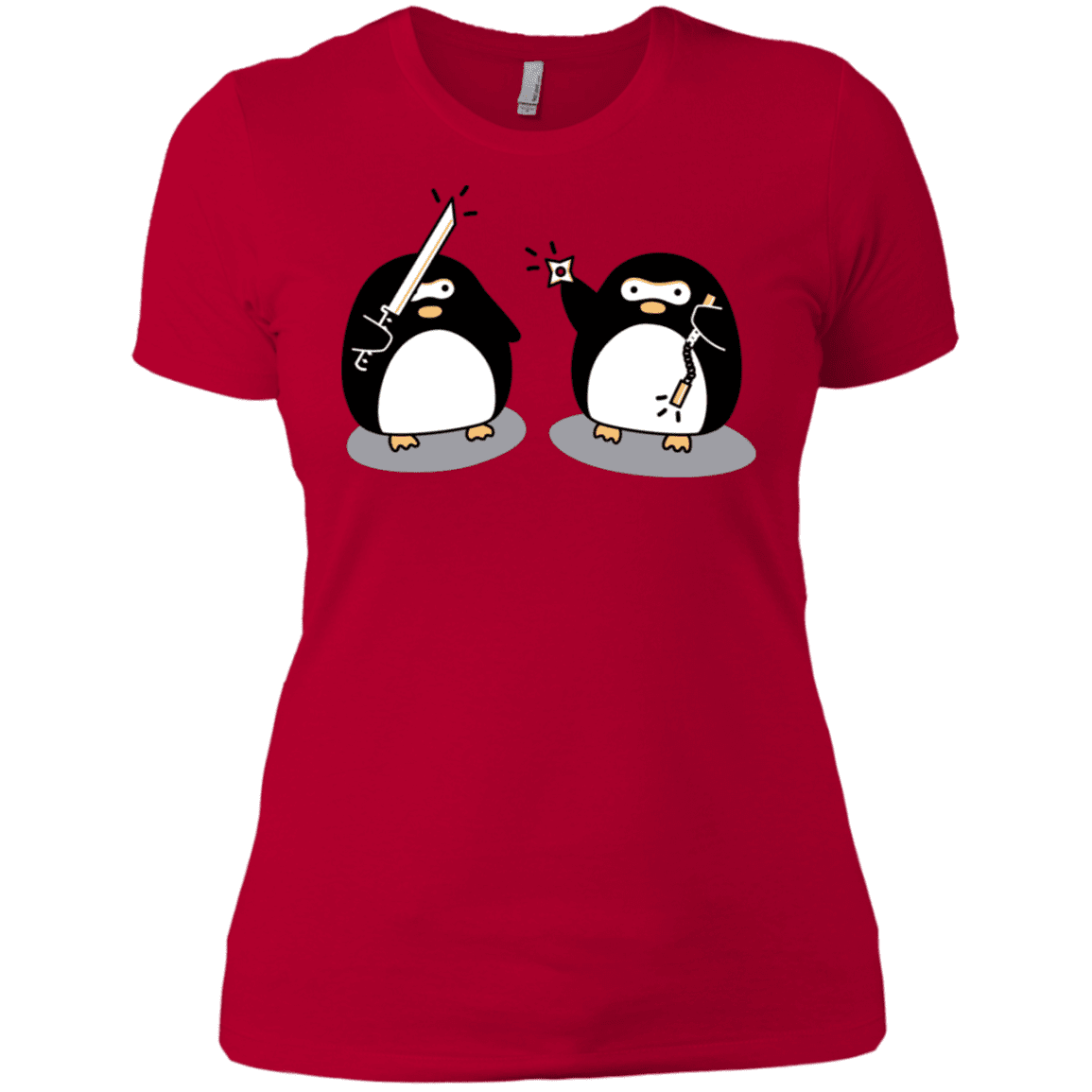 T-Shirts Red / X-Small Cute Ninja Penguins Women's Premium T-Shirt