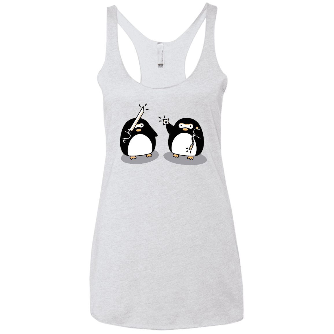 T-Shirts Heather White / X-Small Cute Ninja Penguins Women's Triblend Racerback Tank