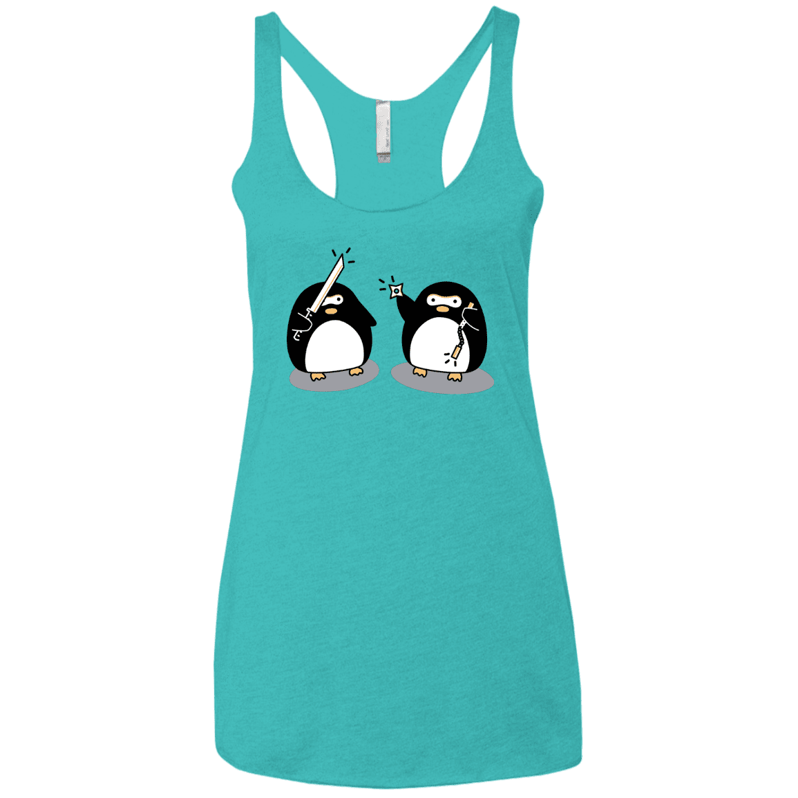 T-Shirts Tahiti Blue / X-Small Cute Ninja Penguins Women's Triblend Racerback Tank