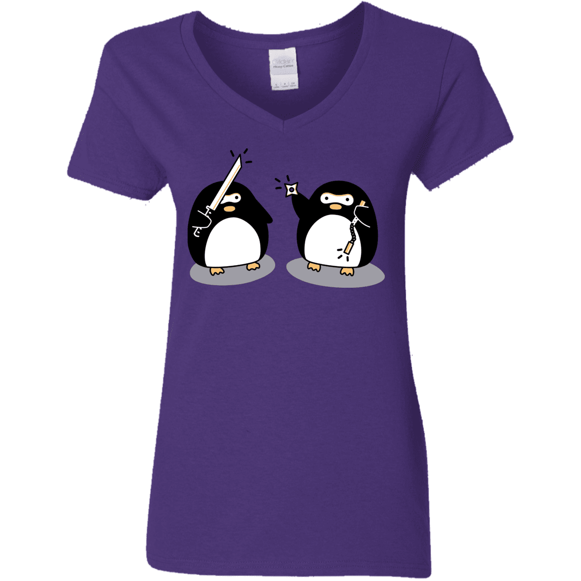T-Shirts Purple / S Cute Ninja Penguins Women's V-Neck T-Shirt