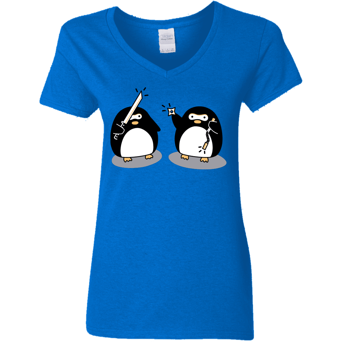T-Shirts Royal / S Cute Ninja Penguins Women's V-Neck T-Shirt