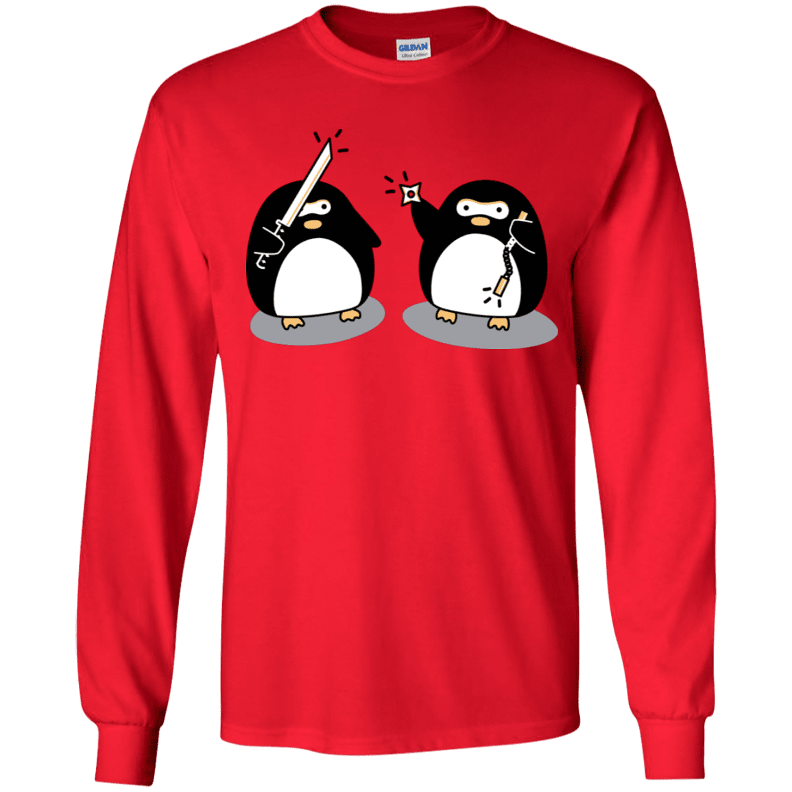 T-Shirts Red / YS Cute Ninja Penguins Youth Long Sleeve T-Shirt