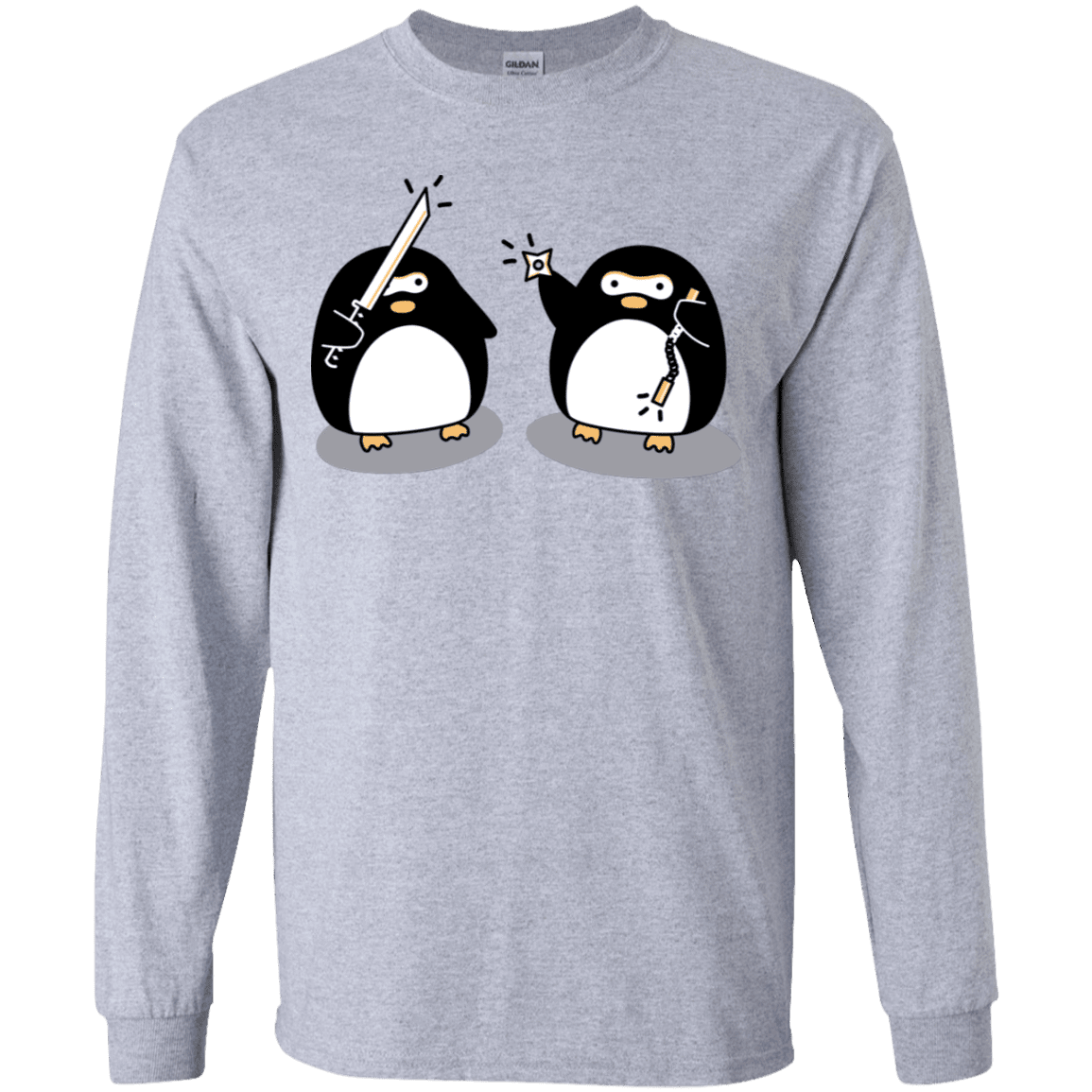 T-Shirts Sport Grey / YS Cute Ninja Penguins Youth Long Sleeve T-Shirt