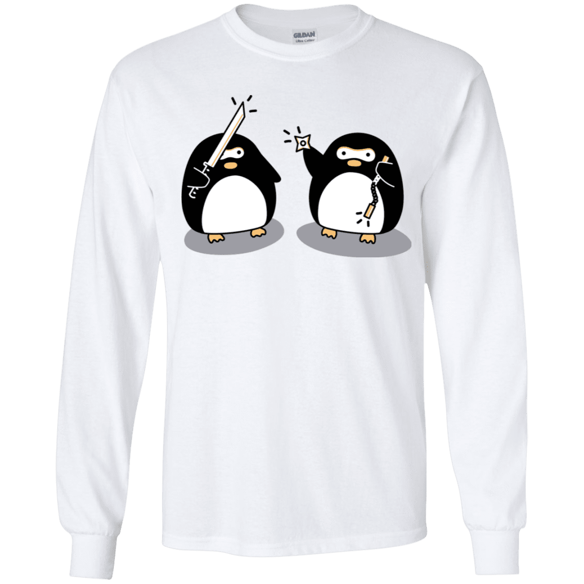 T-Shirts White / YS Cute Ninja Penguins Youth Long Sleeve T-Shirt