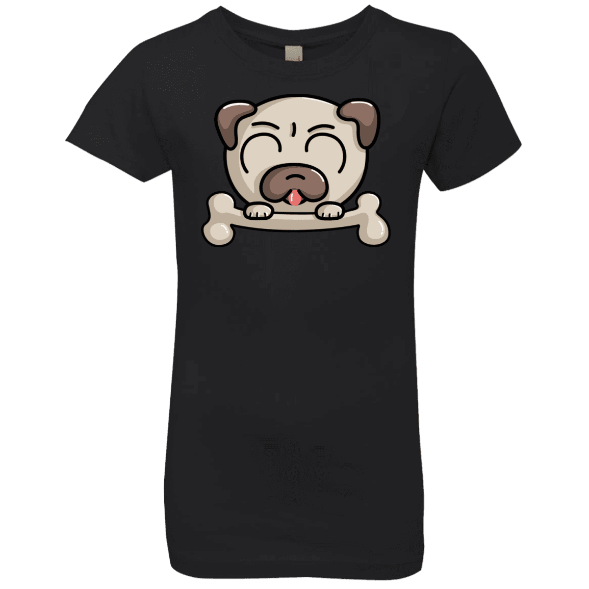 T-Shirts Black / YXS Cute Pug and Bone Girls Premium T-Shirt