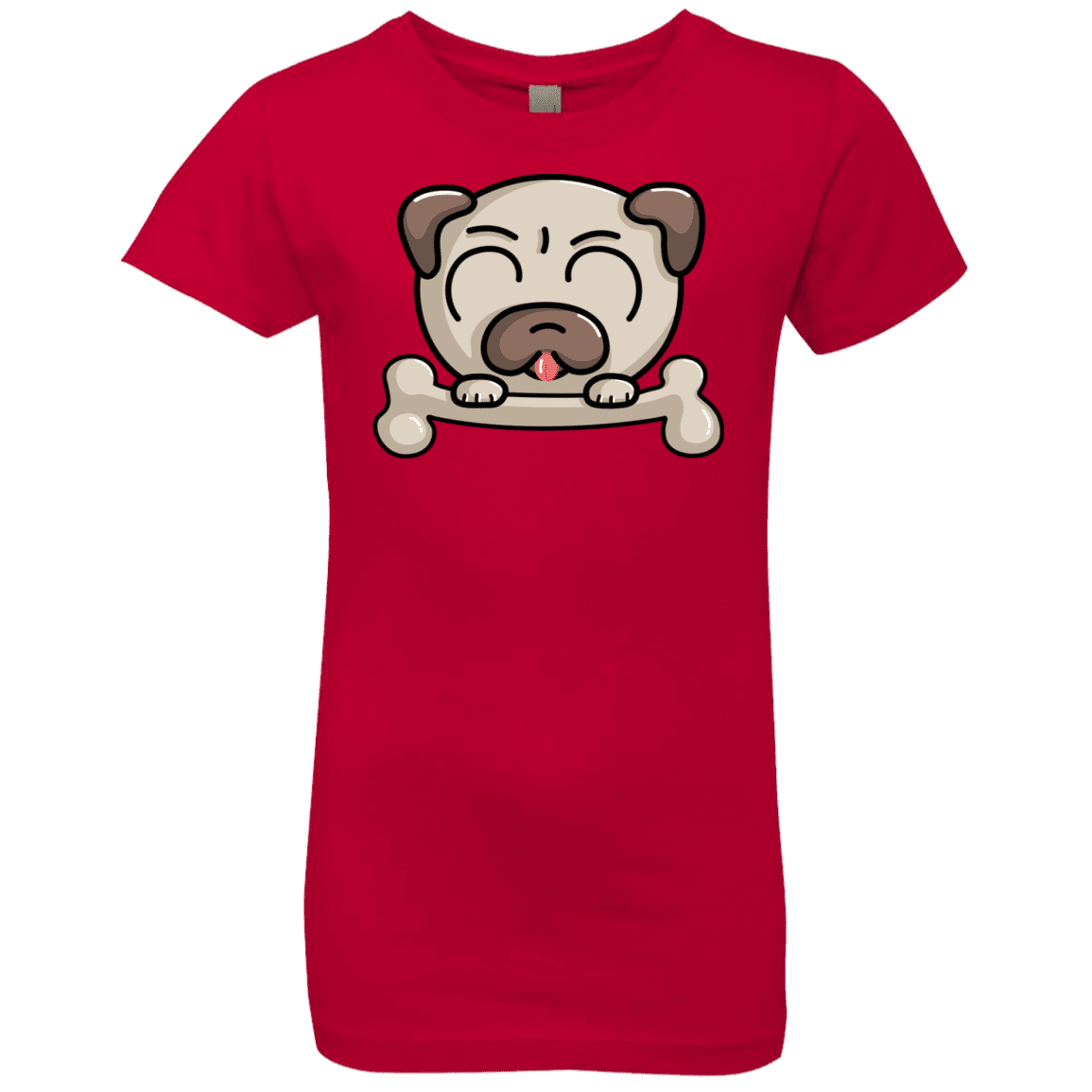 T-Shirts Red / YXS Cute Pug and Bone Girls Premium T-Shirt